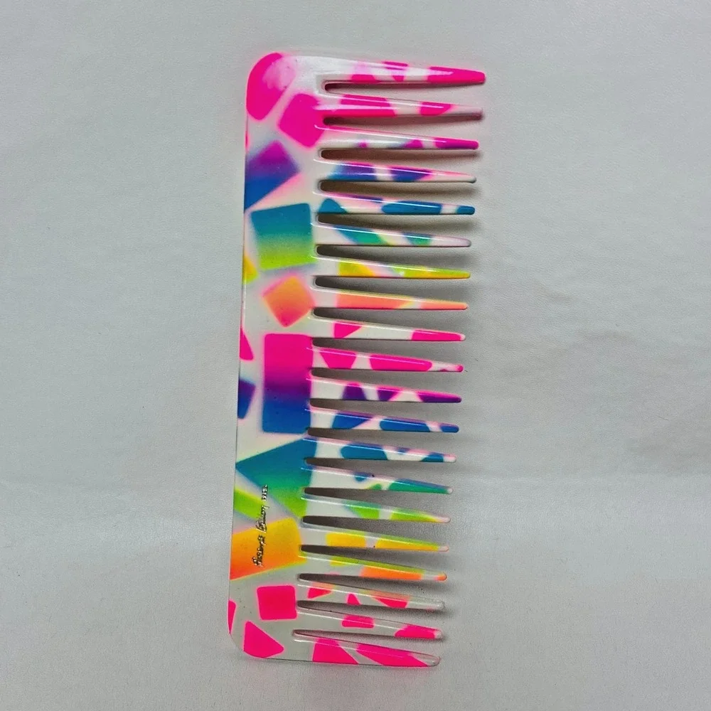VTG Florence Billon Wide Tooth Detangle Comb Neon Made In Paris 6 Inch 80s
